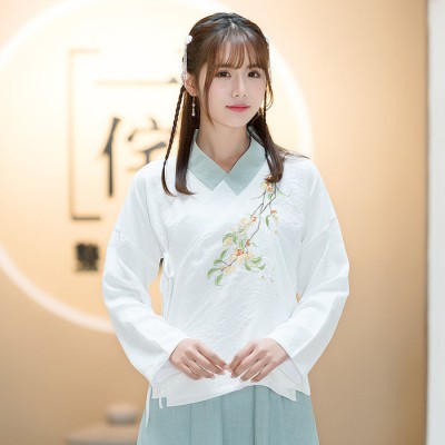 2815批发代发2018春夏新款复古文艺绣花改良汉服茶服少女礼服