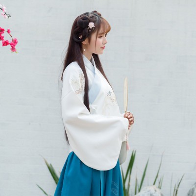 A661实拍原创传统绣花汉服交领齐腰双层襦裙日常女装春夏款