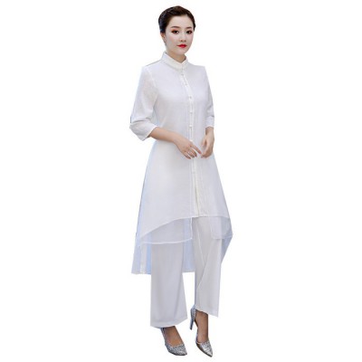 汉服女改良2018春秋装新款茶服中式开衫外套唐装旗袍连衣裙女9892